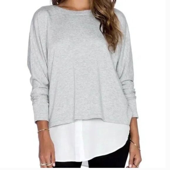 VINCE Oversized Layered Look Casual Heather Gray Long Sleeve Shirt -Size XS - Picture 1 of 11